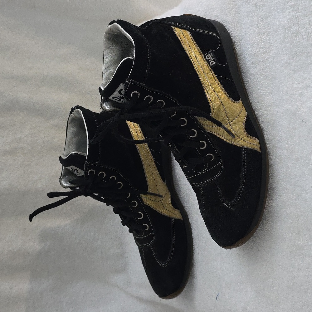 Dolce & Gabbana Junior Black Tan Gold Lace-Up Sneakers Size 37